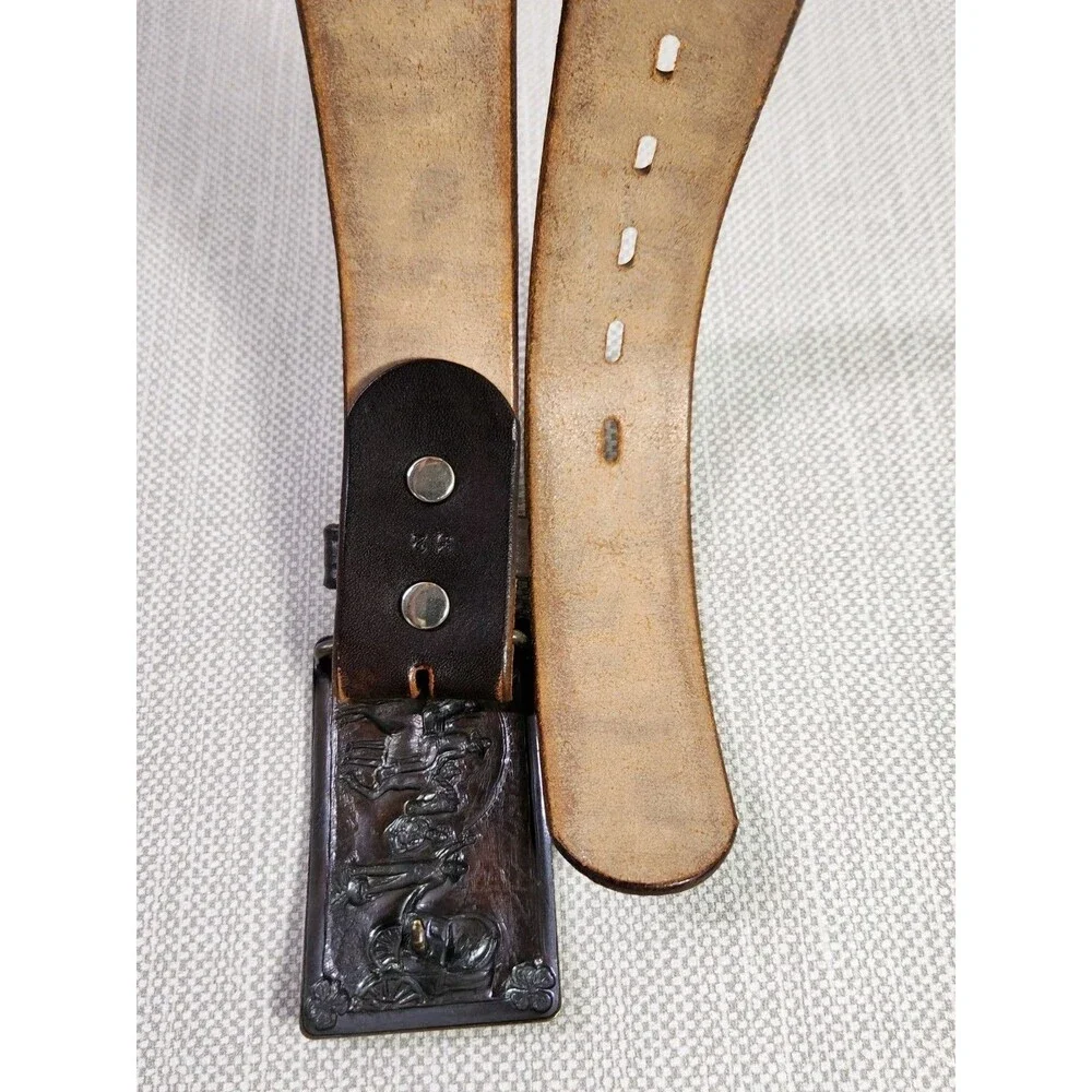 Chambers Size 32 Belt Western Tooled Leather Brown Tan Cowboy Men